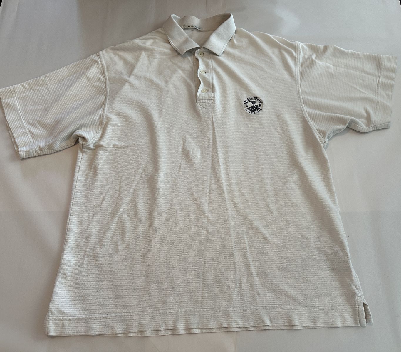 Cutter & Buck Pebble Beach Golf Links Polo Shirt Men's M White Performance Golf