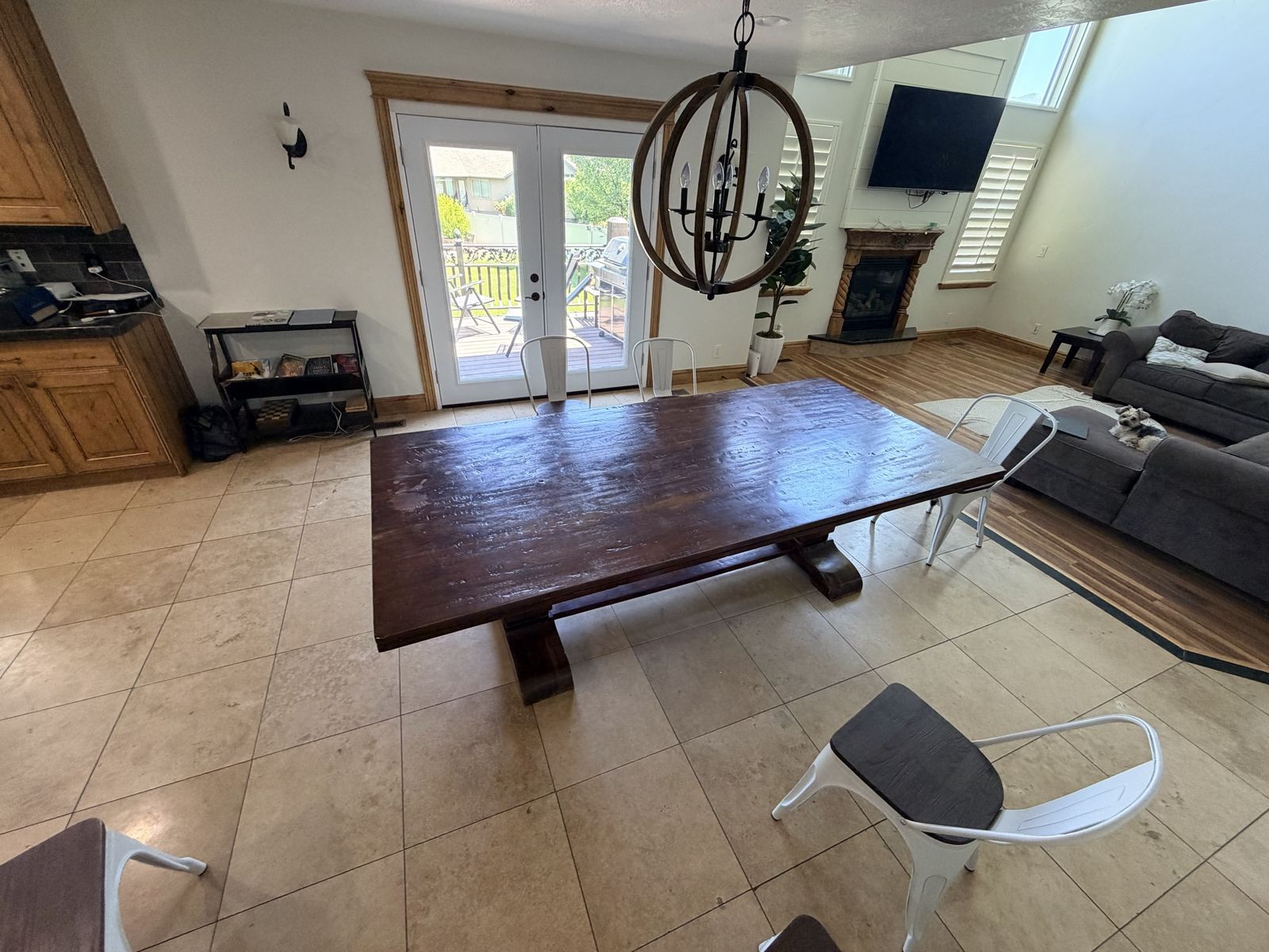 Large Rustic Wood Trestle Dining Table - seats 8-10. Perfect for Family Dinners & Gatherings