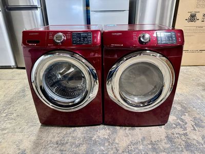 RED SAMSUNG FRONT LOADING WASHER AND DRYER SET