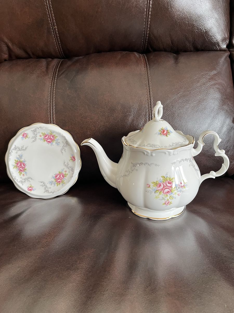 Royal Albert Tranquillity Teapot with Matching Trivet - England-1960's