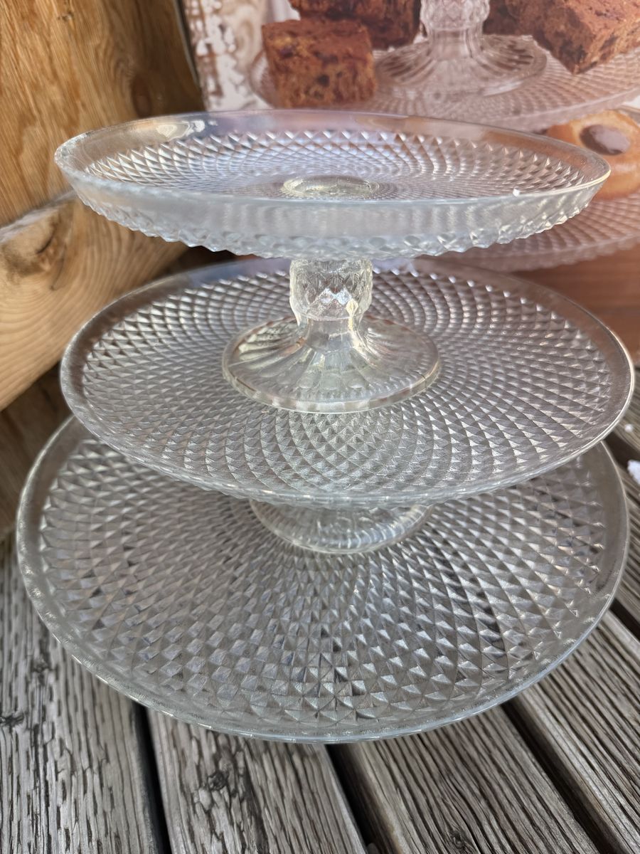 Tribeca Clear Glass 3-Tier Dessert Stand with Diamond Cut Design for Parties & Events