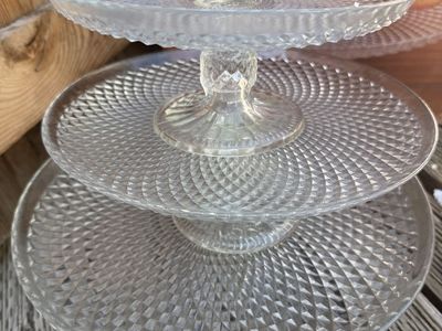 Tribeca Clear Glass 3-Tier Dessert Stand with Diamond Cut Design for Parties & Events