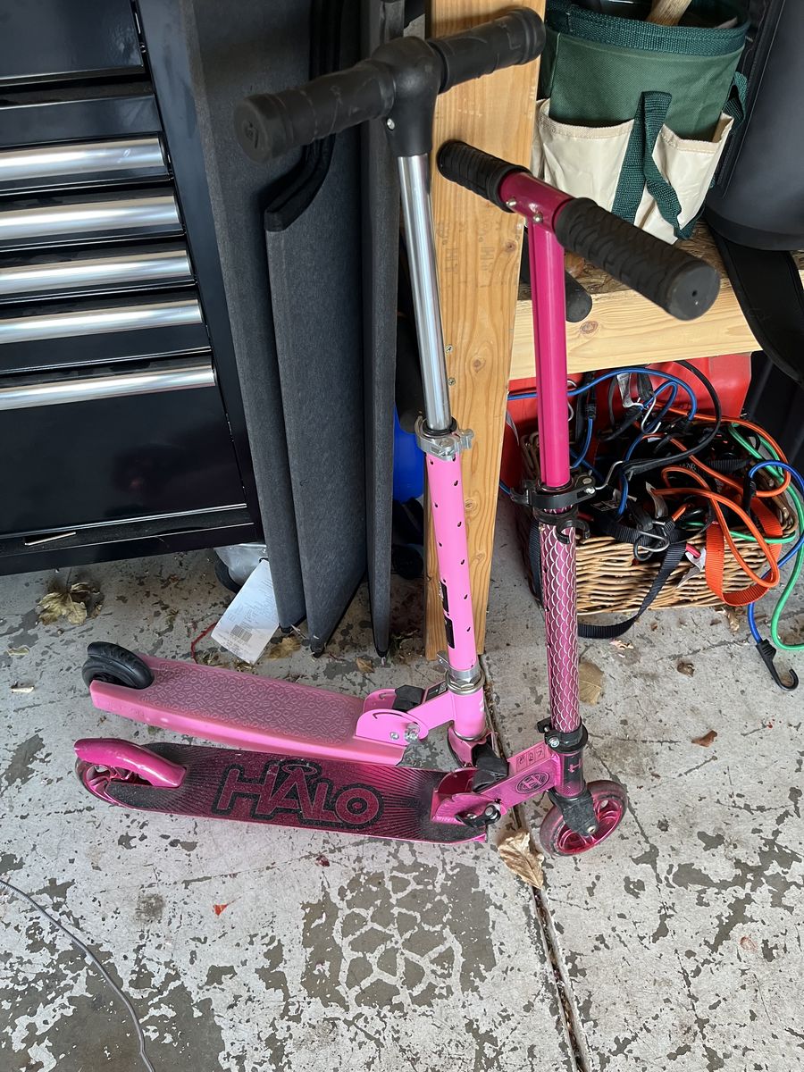 2 Pink Adjustable Scooters