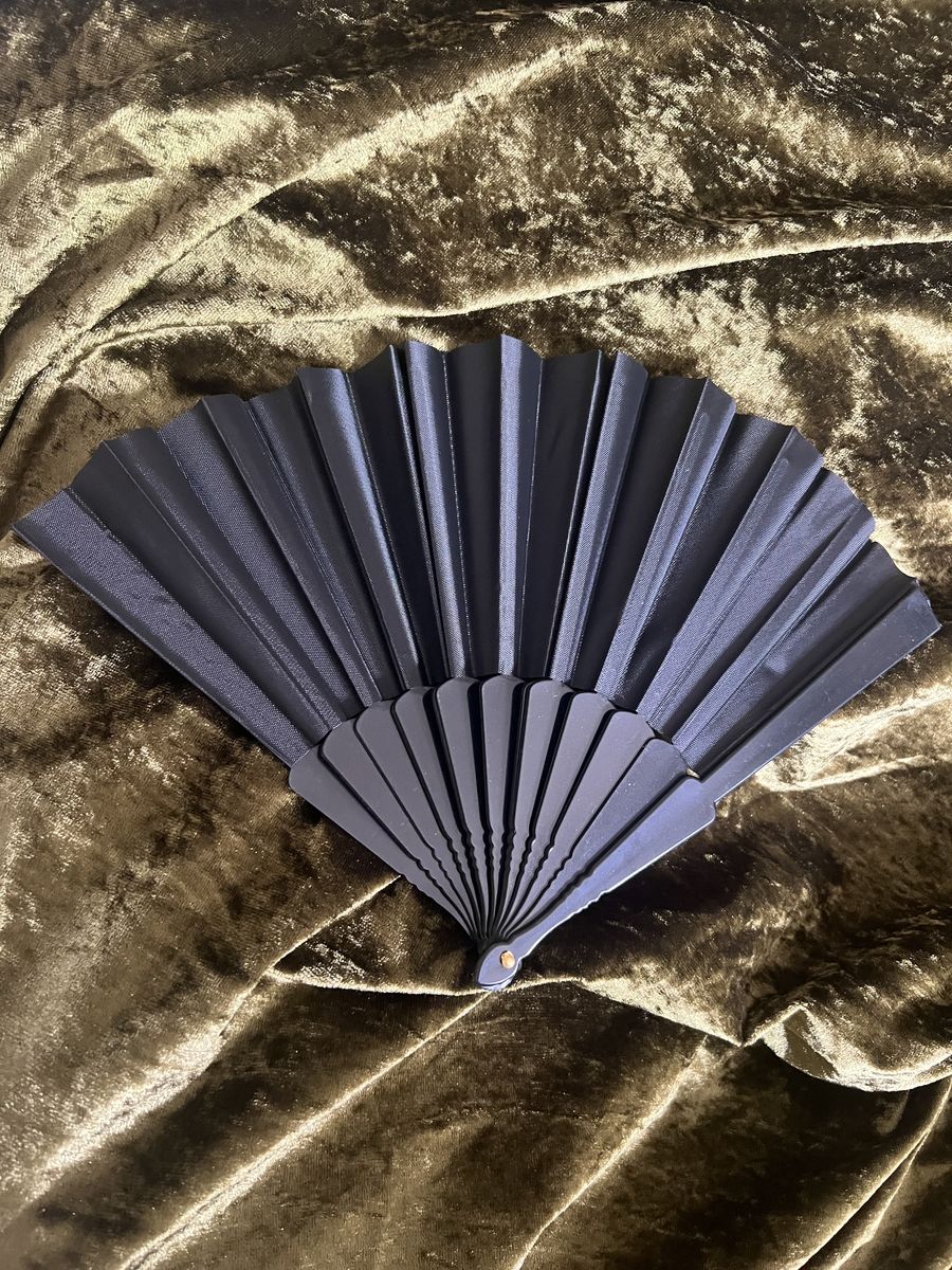 Classic Solid Black Folding Hand Fan