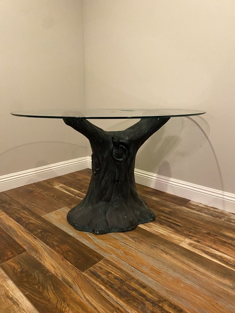 Vintage Glass Oval Table