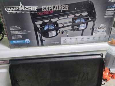 camp chef dual burner stove with flat grill plate