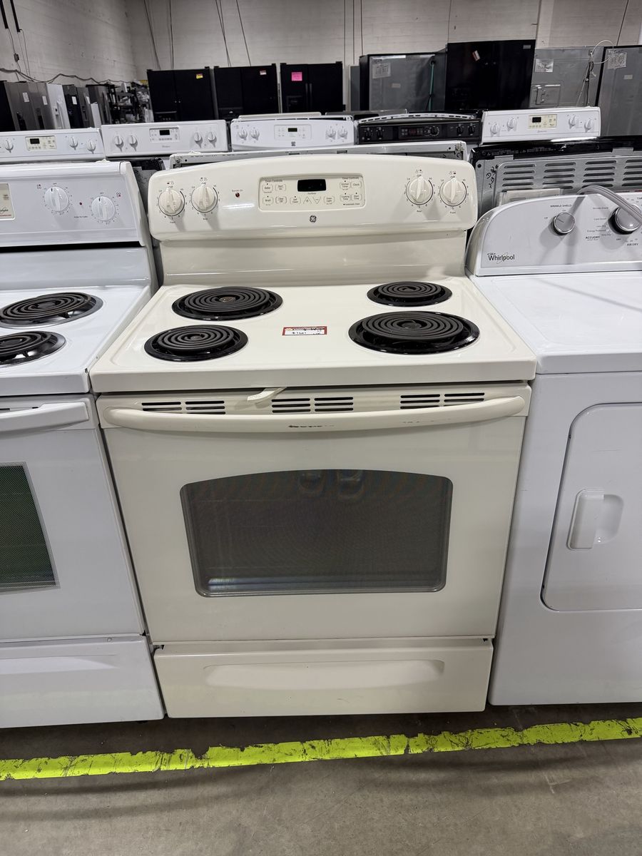 GE 30" Electric Range with Coil Burners - Beige White