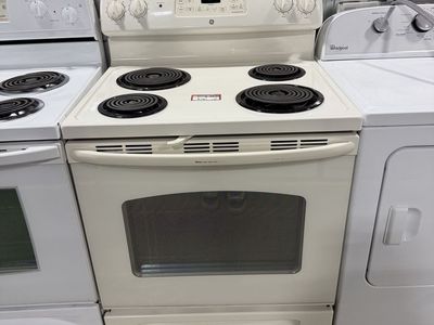 GE 30" Electric Range with Coil Burners - Beige White