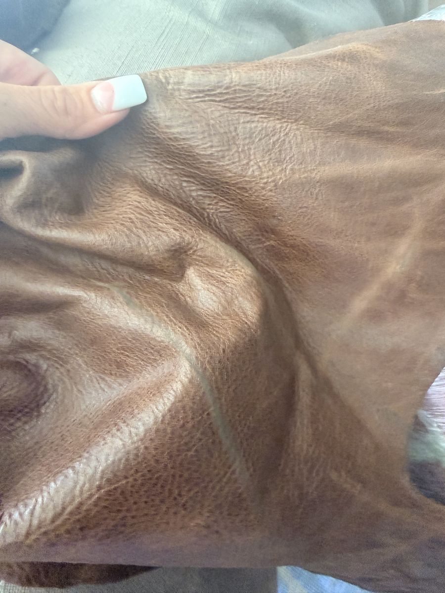New. 8x8 Genuine Brown Distressed Leather Cowhide- Craft & Repair Material
