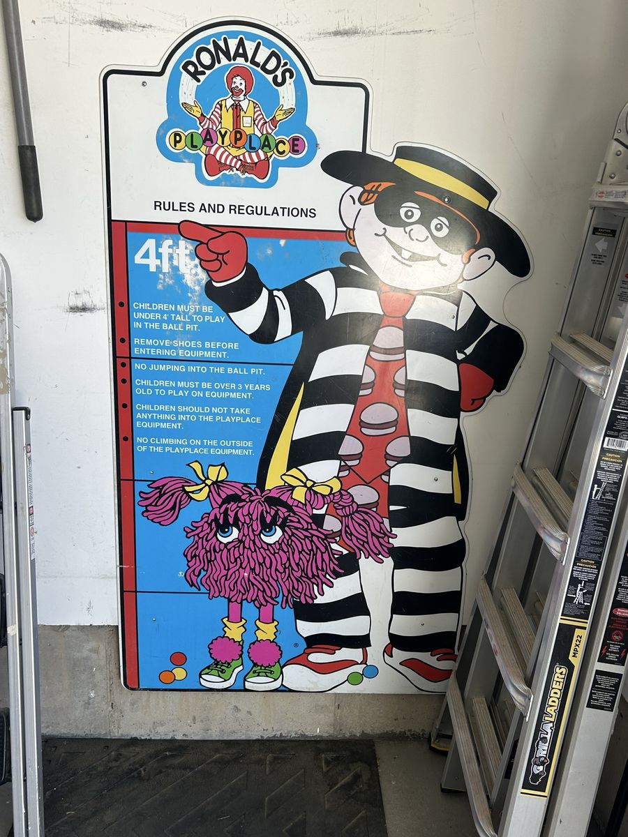 Vintage McDonald's Ronald's Playplace Rules Sign - Captain Crook, Fry Guys, Hamburglar Decor