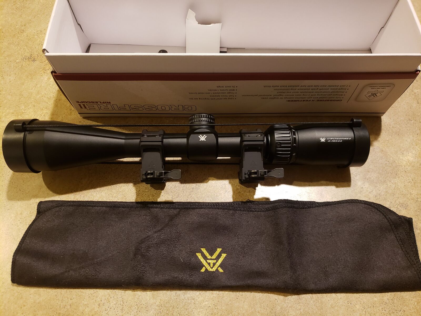 Vortex crossfire 2 scope 4-12x44mm w/ UTG quick release rings