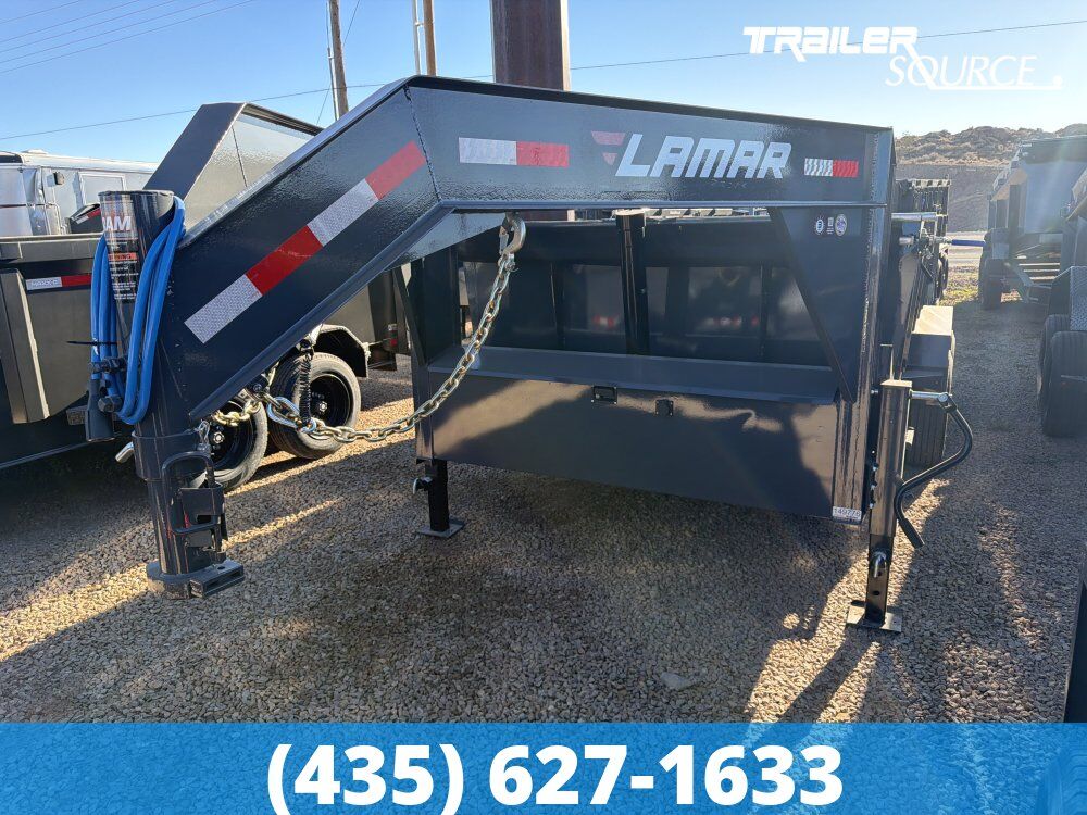 7x14 Lamar DT Dump Trailer - 36" Sides - 15.7K GVWR - 14 Ply Tires, 7 Gauge Floor, Telescopic
