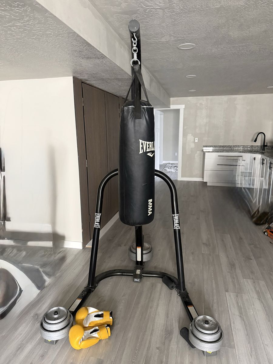 Punching bag with stand and weights