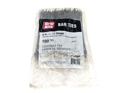 Grip Rite 6 Inch Bar Ties 100 Pack 17 Gauge