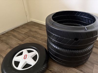 Little Tikes Tire Sandbox & Lid - Black/White, Durable Plastic, Outdoor Kids Play