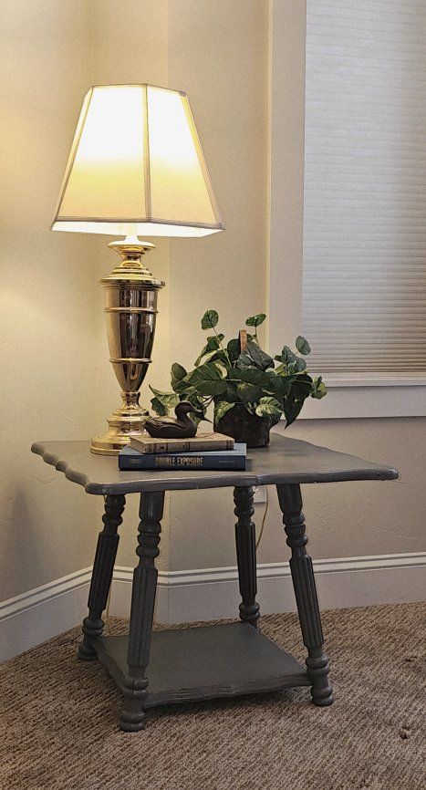 Solid Wood Shabby Chic Grey Accent / Side Table
