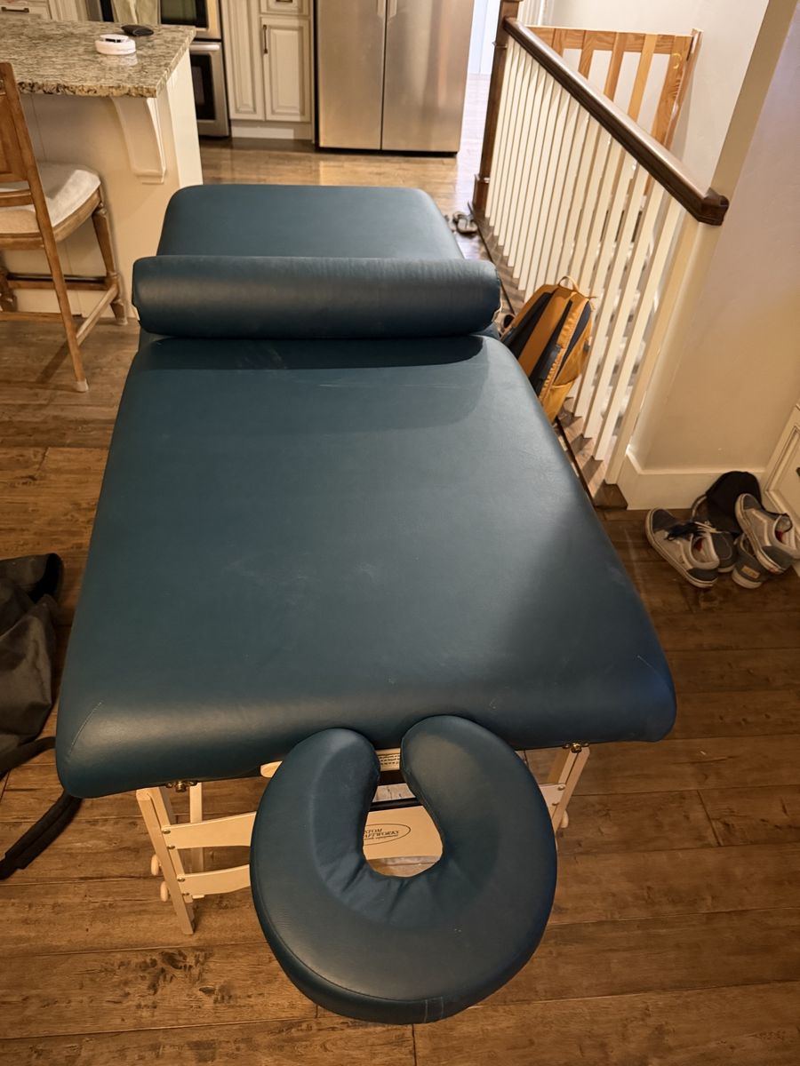 Athena by Custom Craftworks.   Portable Massage Table with Face Cradle and Bolster - Dark Teal/Blue