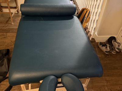 Athena by Custom Craftworks. Portable Massage Table with Face Cradle and Bolster - Dark Teal/Blue