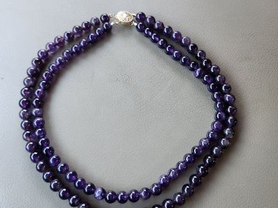Stunning Vintage Amethyst Double Strand Necklace with 14k Gold Filled Clasp