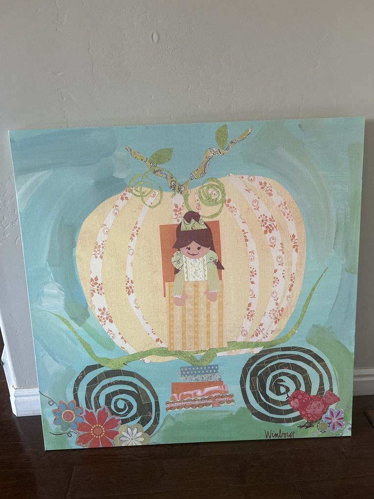 Childrens Pumpkin Carriage Canvas Wall Art