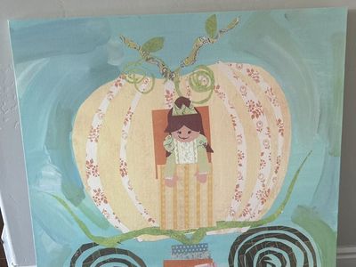 Childrens Pumpkin Carriage Canvas Wall Art