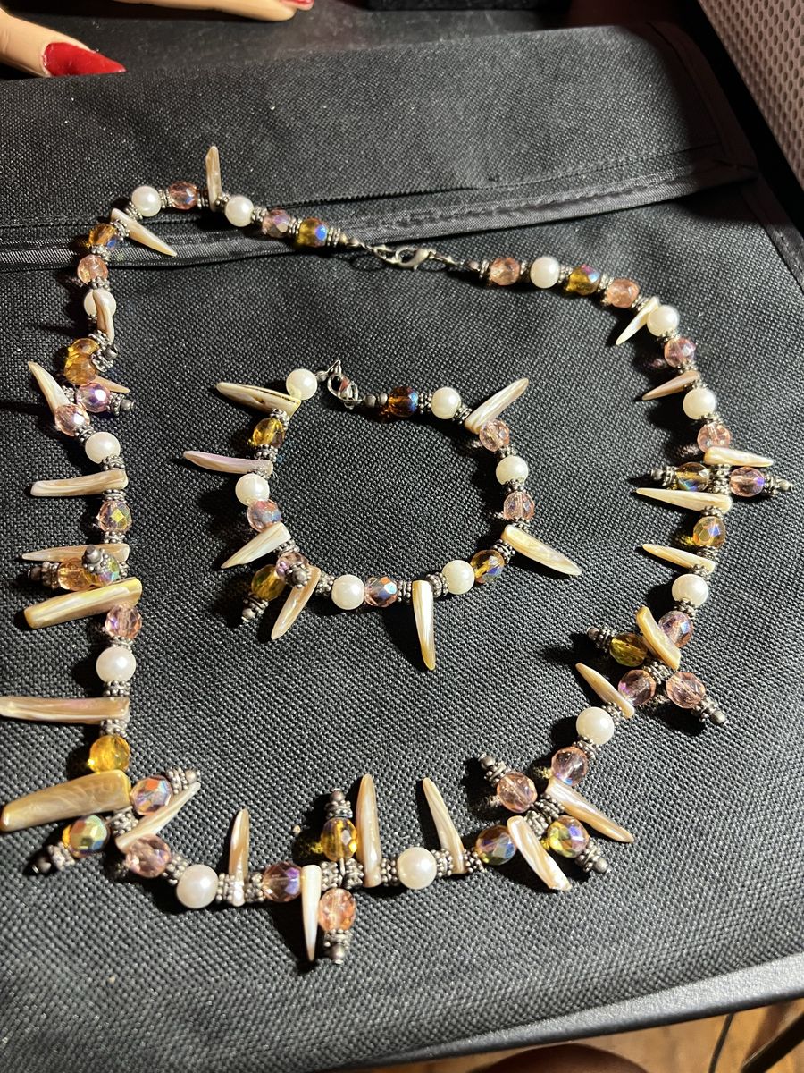 Handmade Shell & Beaded Necklace and Bracelet Set - Unique Coastal Style