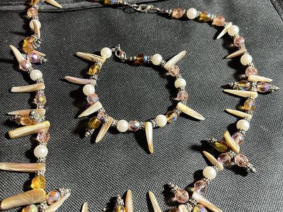 Handmade Shell & Beaded Necklace and Bracelet Set - Unique Coastal Style