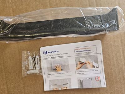 Self-adhesive black metal towel holder