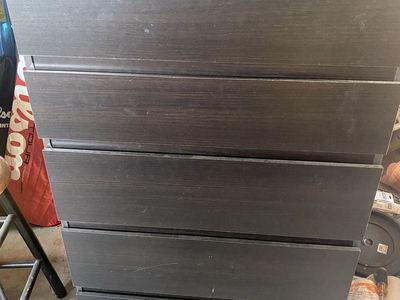 IKEA Malm 5-Drawer Dresser/Chest in Dark Brown Wood Finish - Used, Good Condition