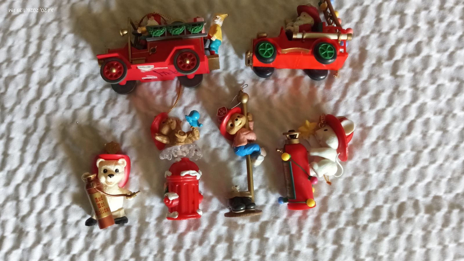 Vintage Hallmark Santa & Fireman Christmas Ornaments - Set of 6 Holiday Decorations