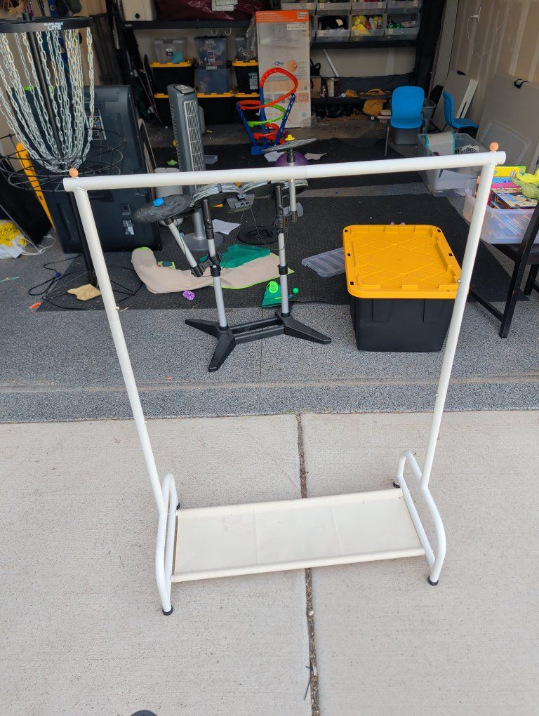 White Metal Garment Rack with Shelf - Portable Clothing Storage Solution