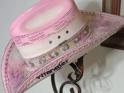 custom women's Wrangler 20X bling cowboy hat