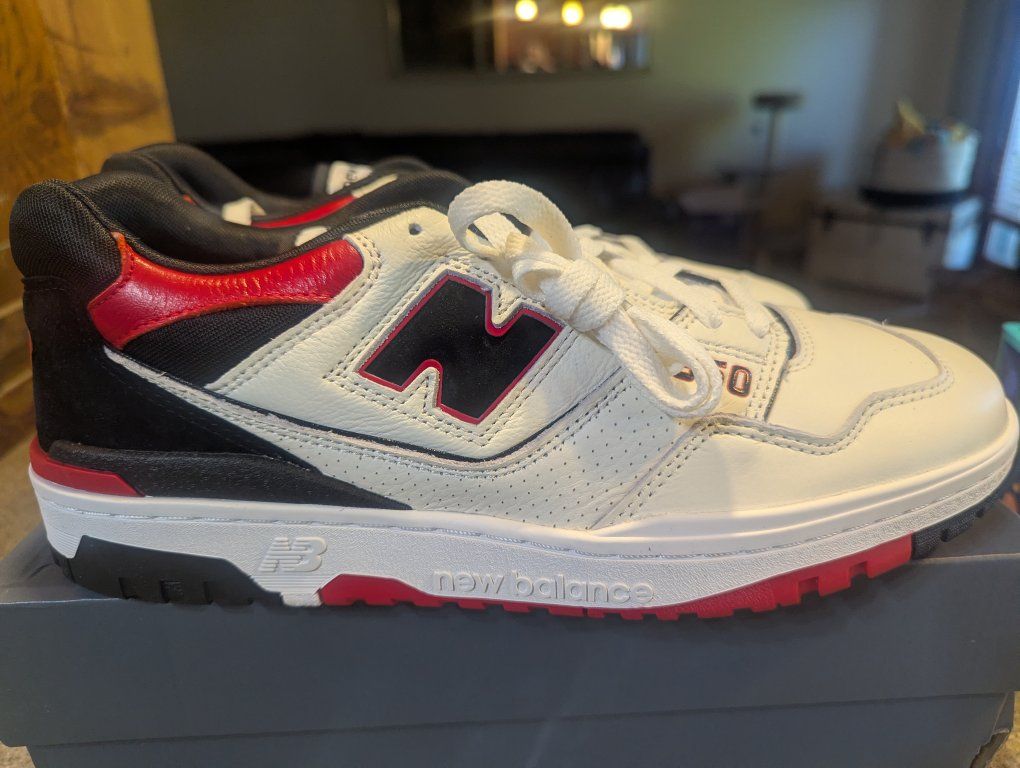 New Balance 550 BB550STR White Red Black Men's Size 11.5 Sneakers