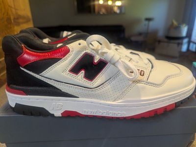 New Balance 550 BB550STR White Red Black Men's Size 11.5 Sneakers
