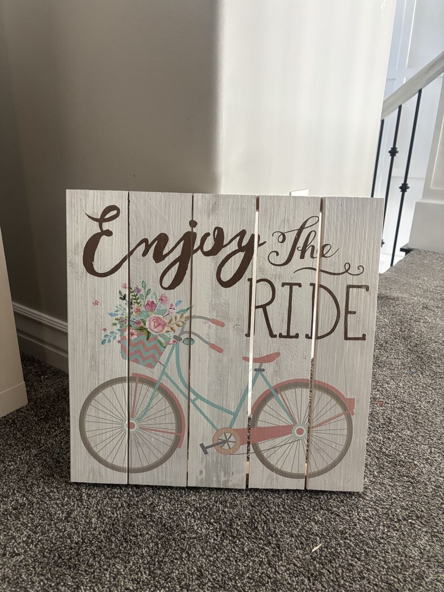 Enjoy The Ride Bicycle Pallet Wood Wall Decor Shabby Chic Rustic Sign Art