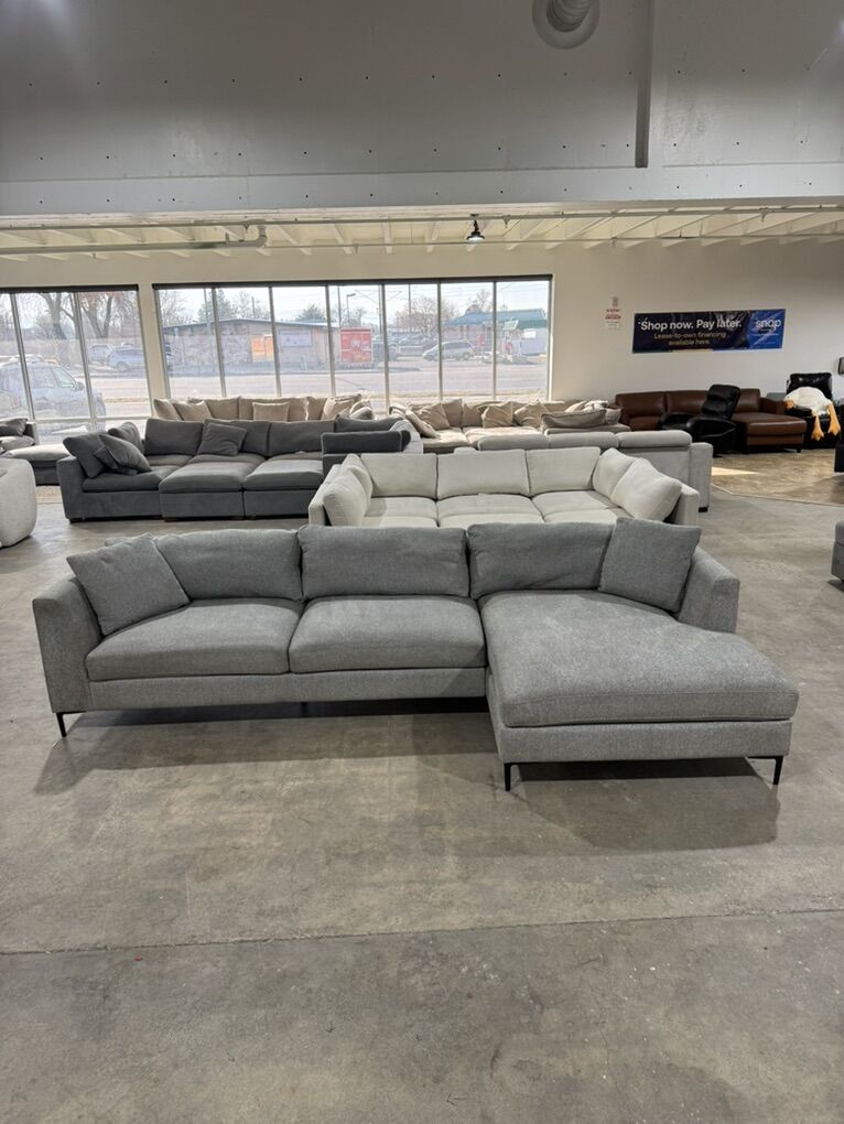 Large Grey Sectional, L Shape Sectional