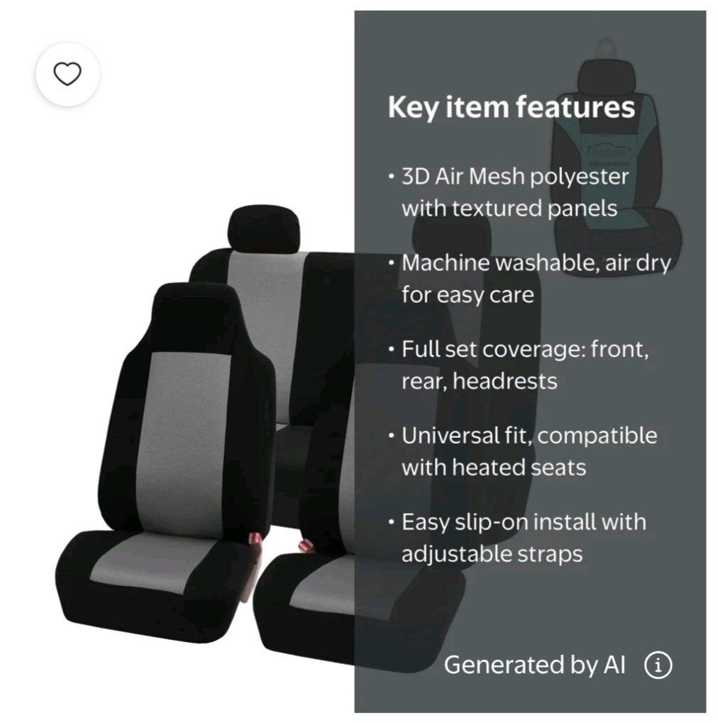 FH Group Universal Fit Gray Black Automotive Seat Covers Combo Set w/ Steering Wheel Cover & Seat Belt Pad