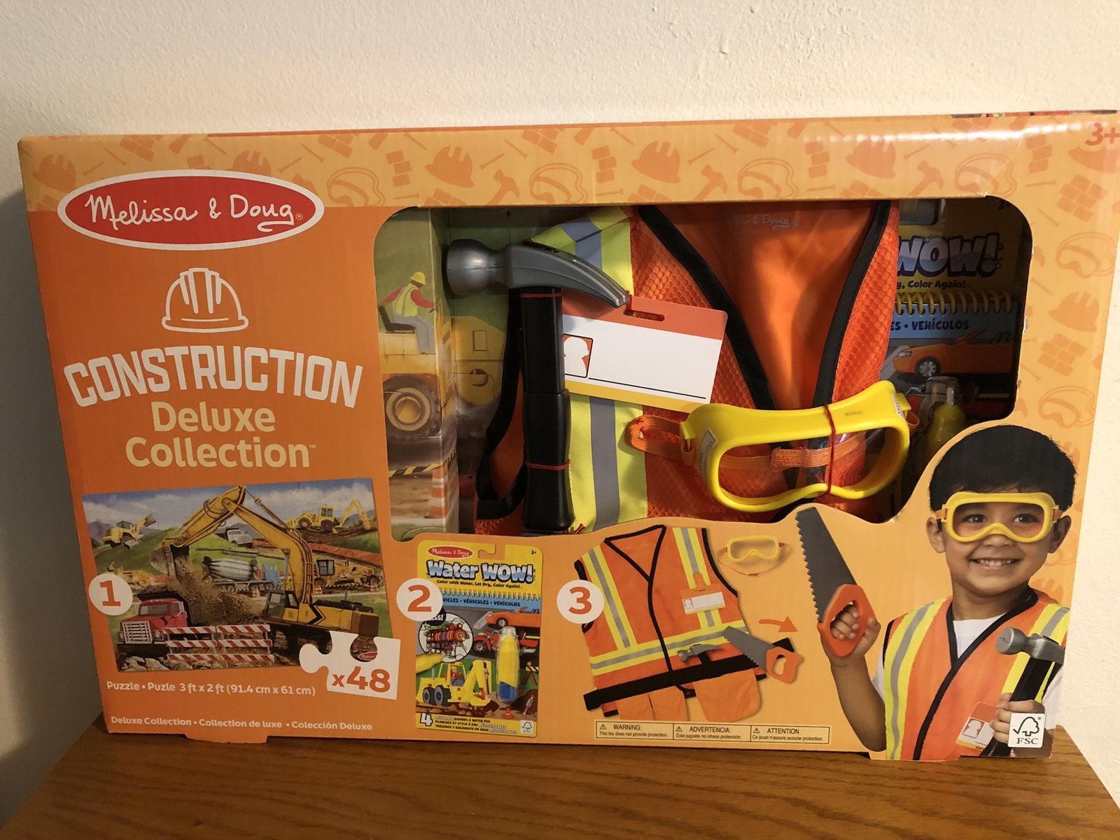 Melissa & Doug Construction Deluxe Collection Set - Easter Idea! Costume, Puzzle, Water Wow Activity