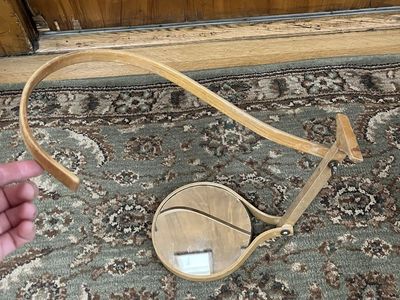 1920's Bent Wood Men's Neck Hanging Shaving Mirror -Antique