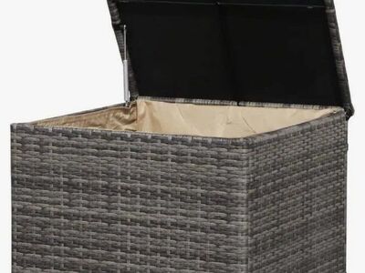 88 Gallon Wicker Outdoor Storage Box BLACK