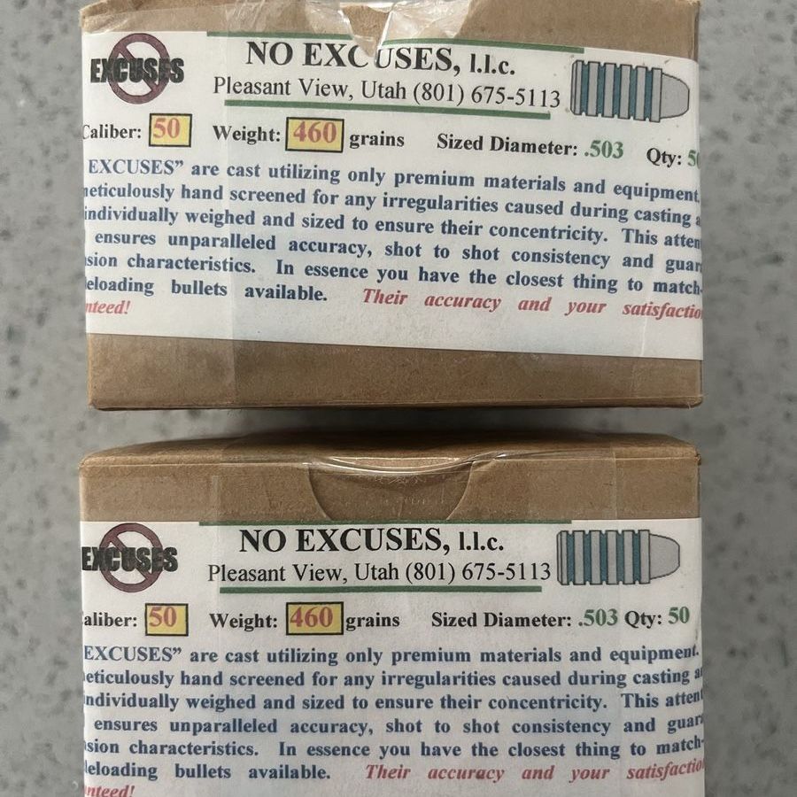 No Excuses Muzzleloader 460 Grain .503
