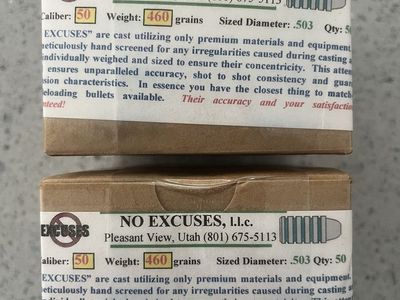 No Excuses Muzzleloader 460 Grain .503