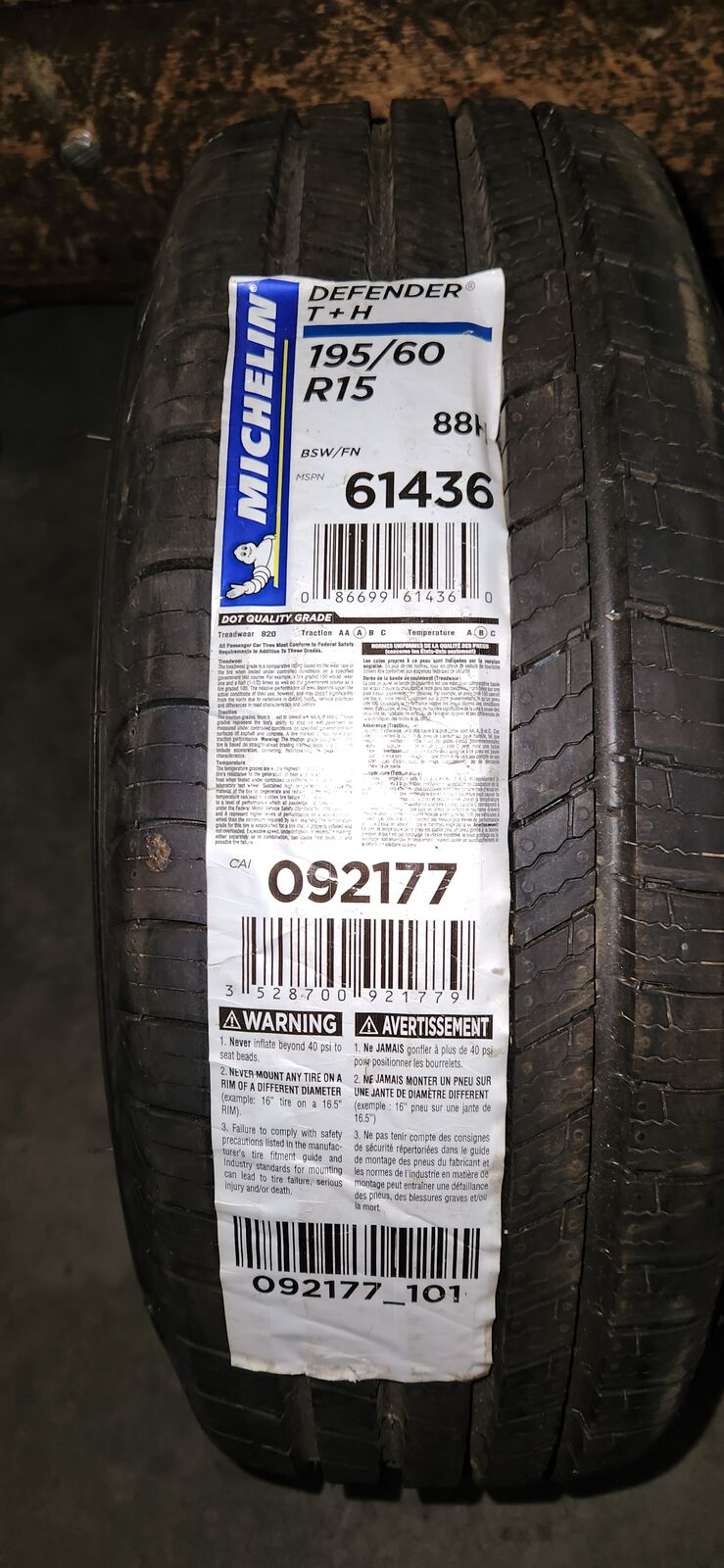 New Michelin 195/60 R15