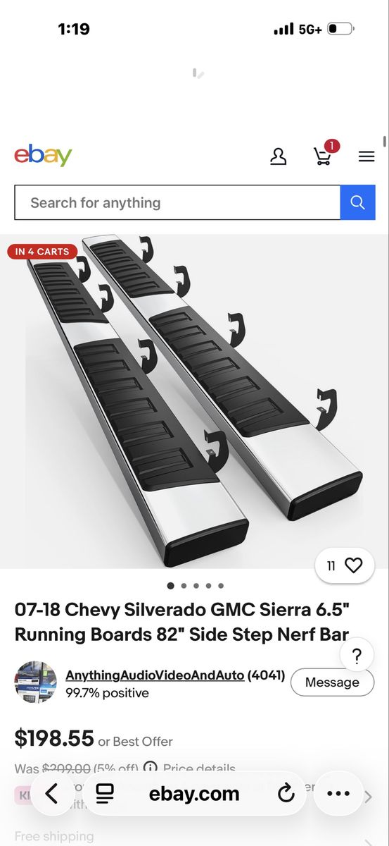 6.5" Premium Running Boards Nerf Bars Side Steps for 99-13 Chevy Silverado GMC Sierra Extended Cab 73"