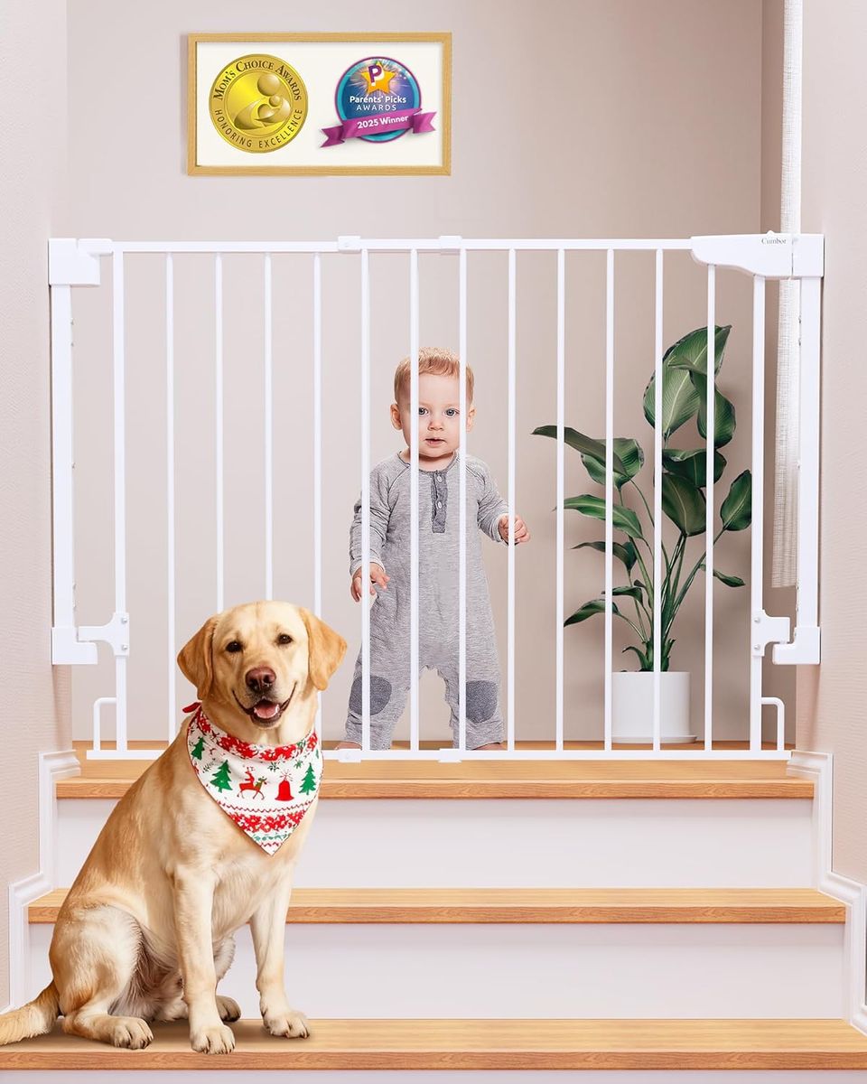 Cumbor 29.2–43" Baby/Pet Gate for Stairs w/ Auto Close - WHITE