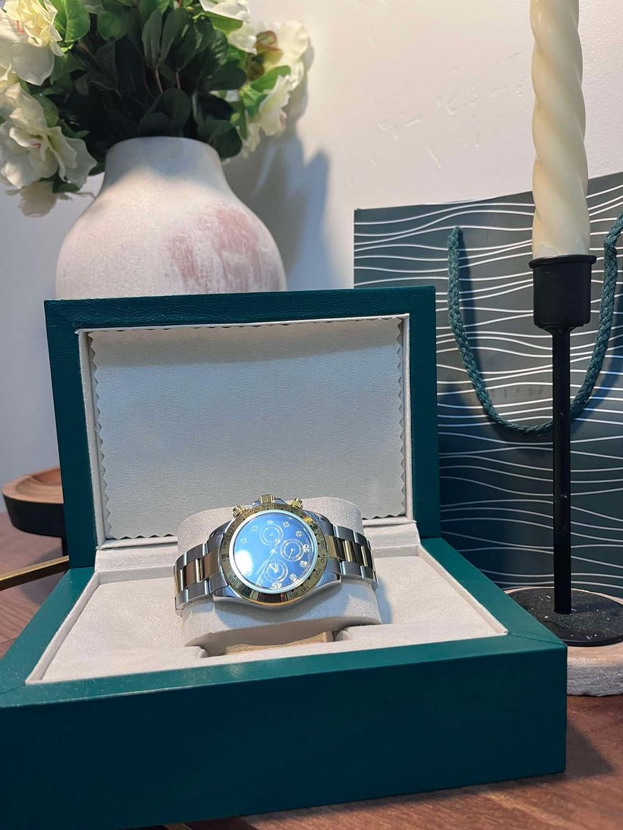 Two-Tone Chronograph Wristwatch with Display Box