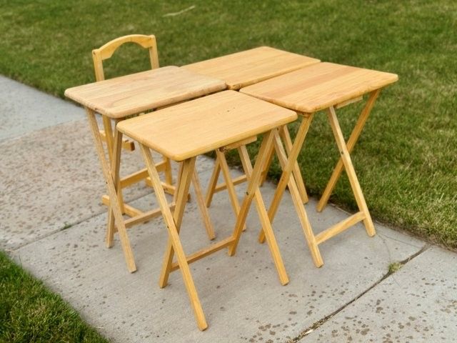 Solid Wood 5-Piece TV Tray Set