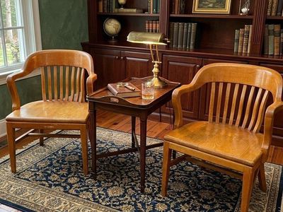 Pair of Solid Oak Jury Style Chairs by Gunlocke