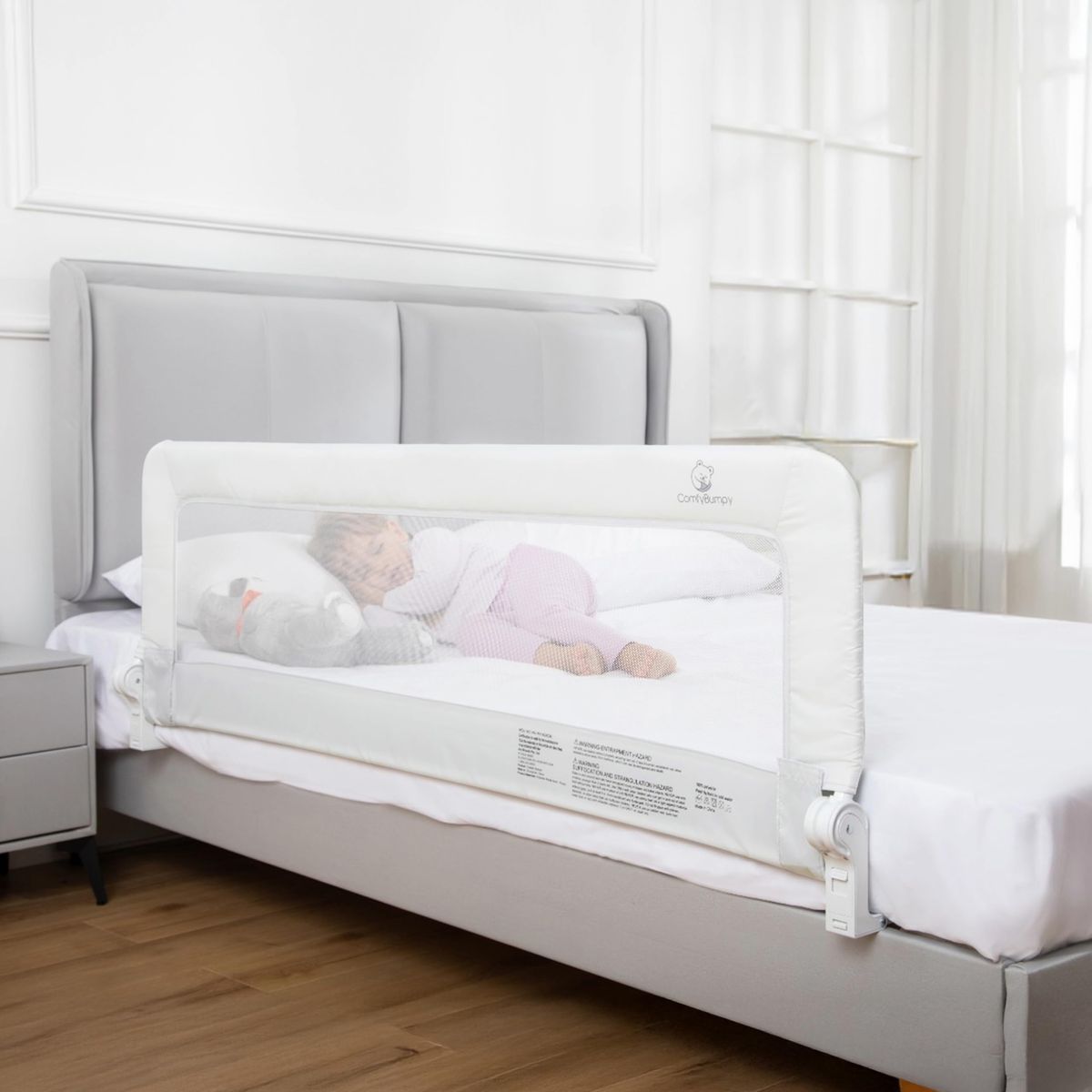 New- ComfyBumpy Fold Down Bed Rail for Toddlers - 55.5" Long, Adjustable for Standard Mattresses