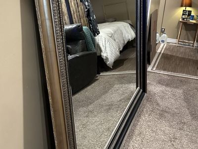 Large Decorative Floor/Wall Mirror with Ornate Black & Silver Frame, 4ft x 6ft